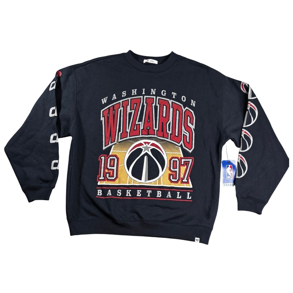 47 Brand Washington Wizards Basketball Sweatshirt Navy Blue 1997 Graphic Mens S